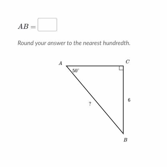 $ab = square$ round your answer to the nearest hundredth. in right tria…