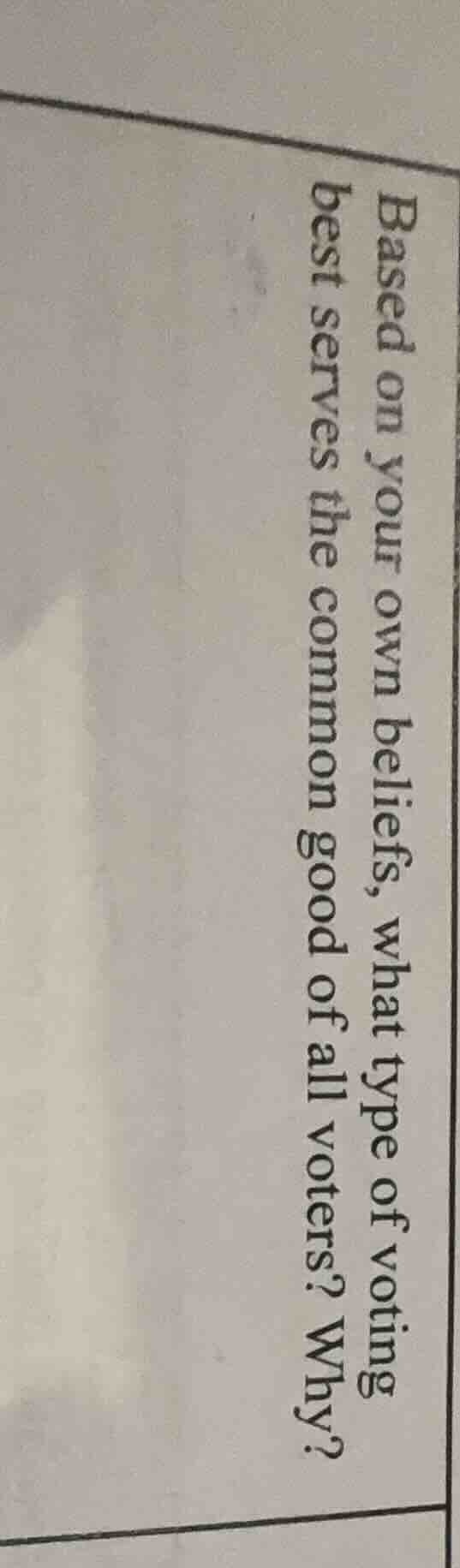 based on your own beliefs, what type of voting best serves the common g…