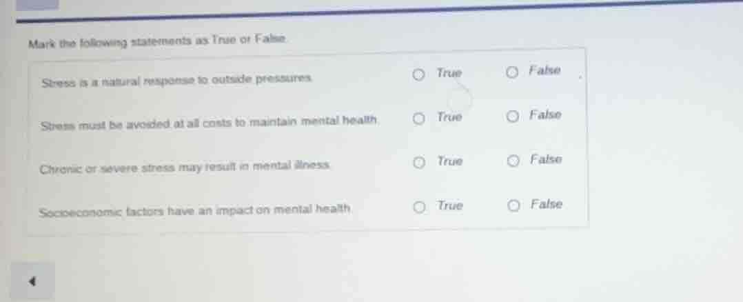 mark the following statements as true or false stress is a natural resp…