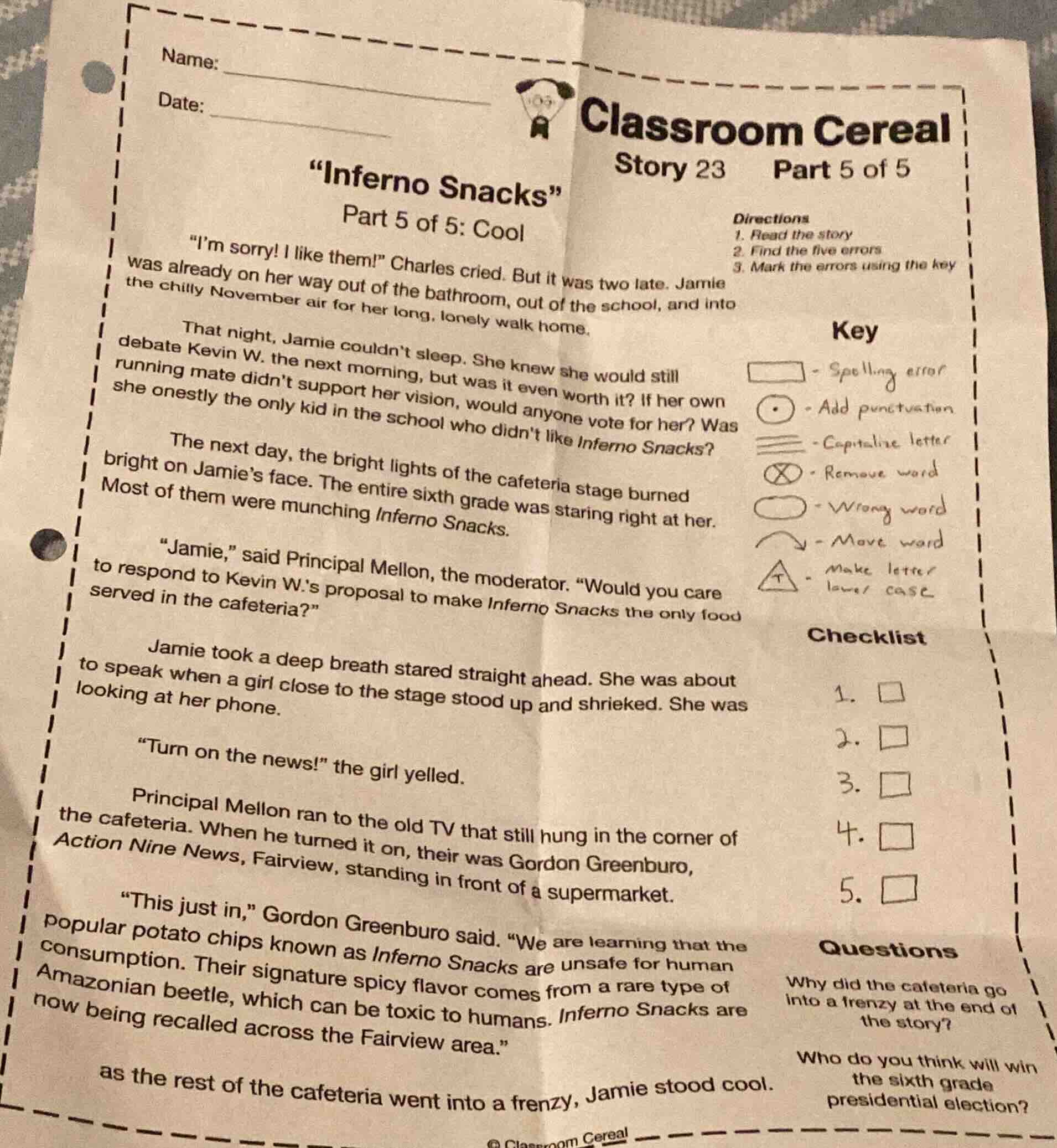 name:date:classroom cerealstory 23 part 5 of 5“inferno snacks”part 5 of…