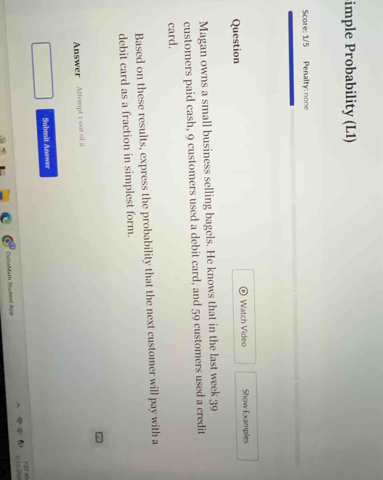 simple probability (l1) score: 1/5 penalty: none question magan owns a …