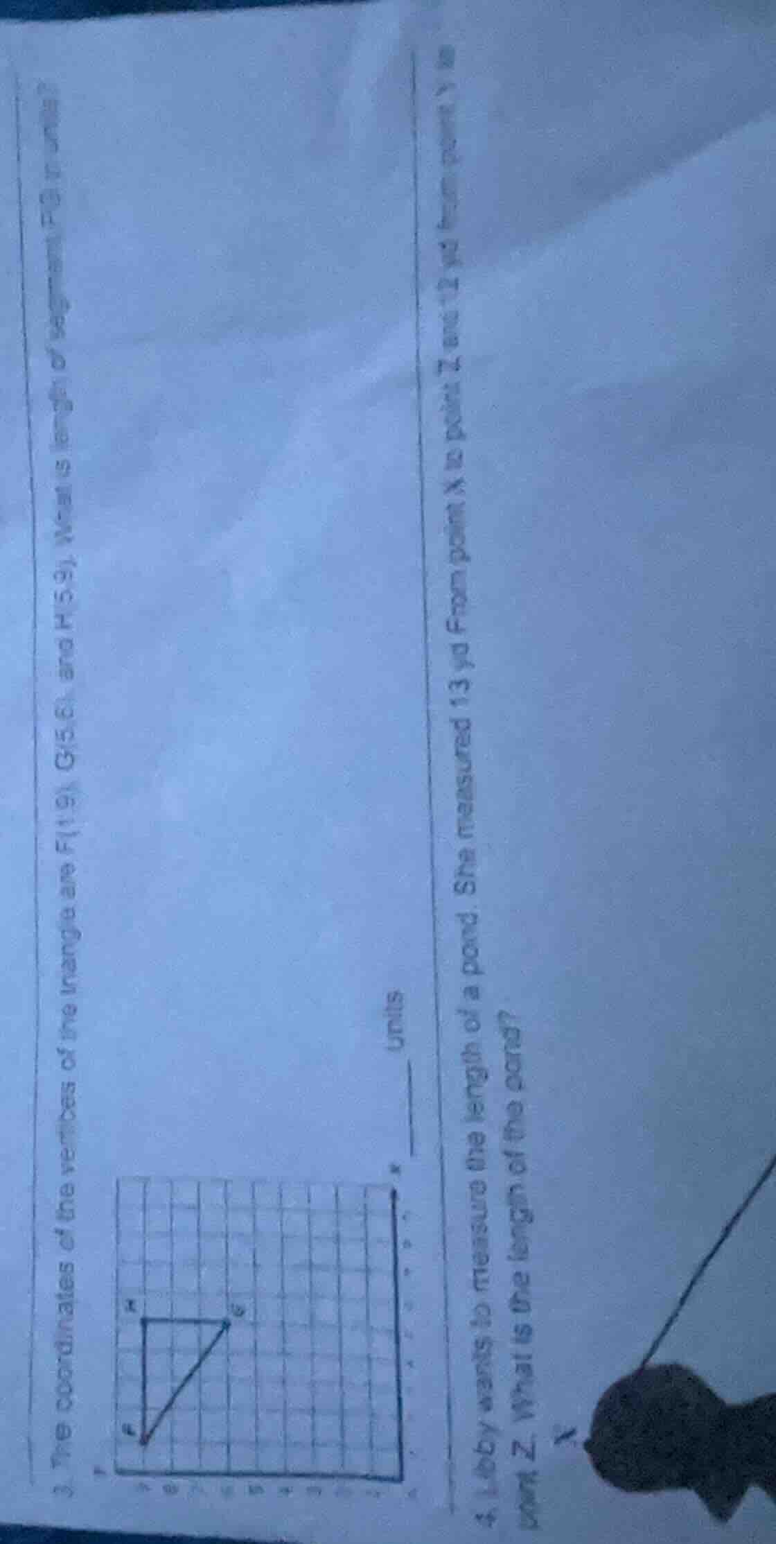 3. the coordinates of the vertices of the triangle are f(1,9), g(5,6), …
