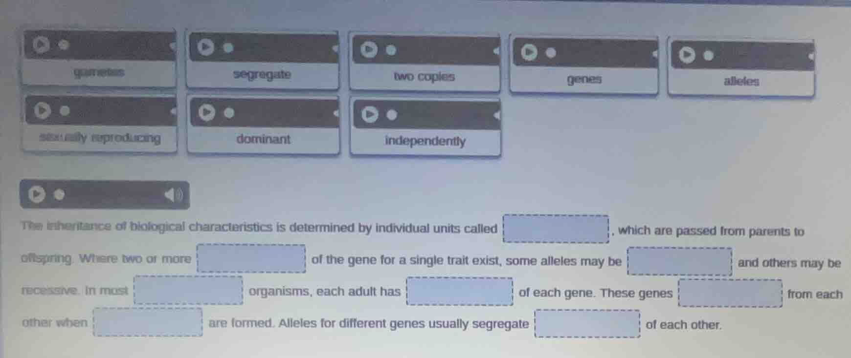 gametes segregate two copies genes alleles sexually reproducing dominan…
