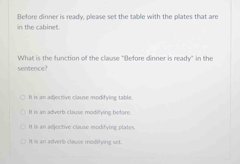 before dinner is ready, please set the table with the plates that are i…