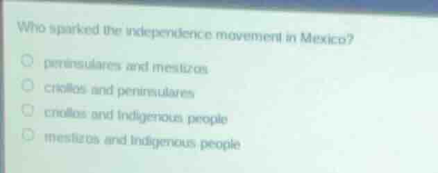 who sparked the independence movement in mexico?peninsulares and mestiz…