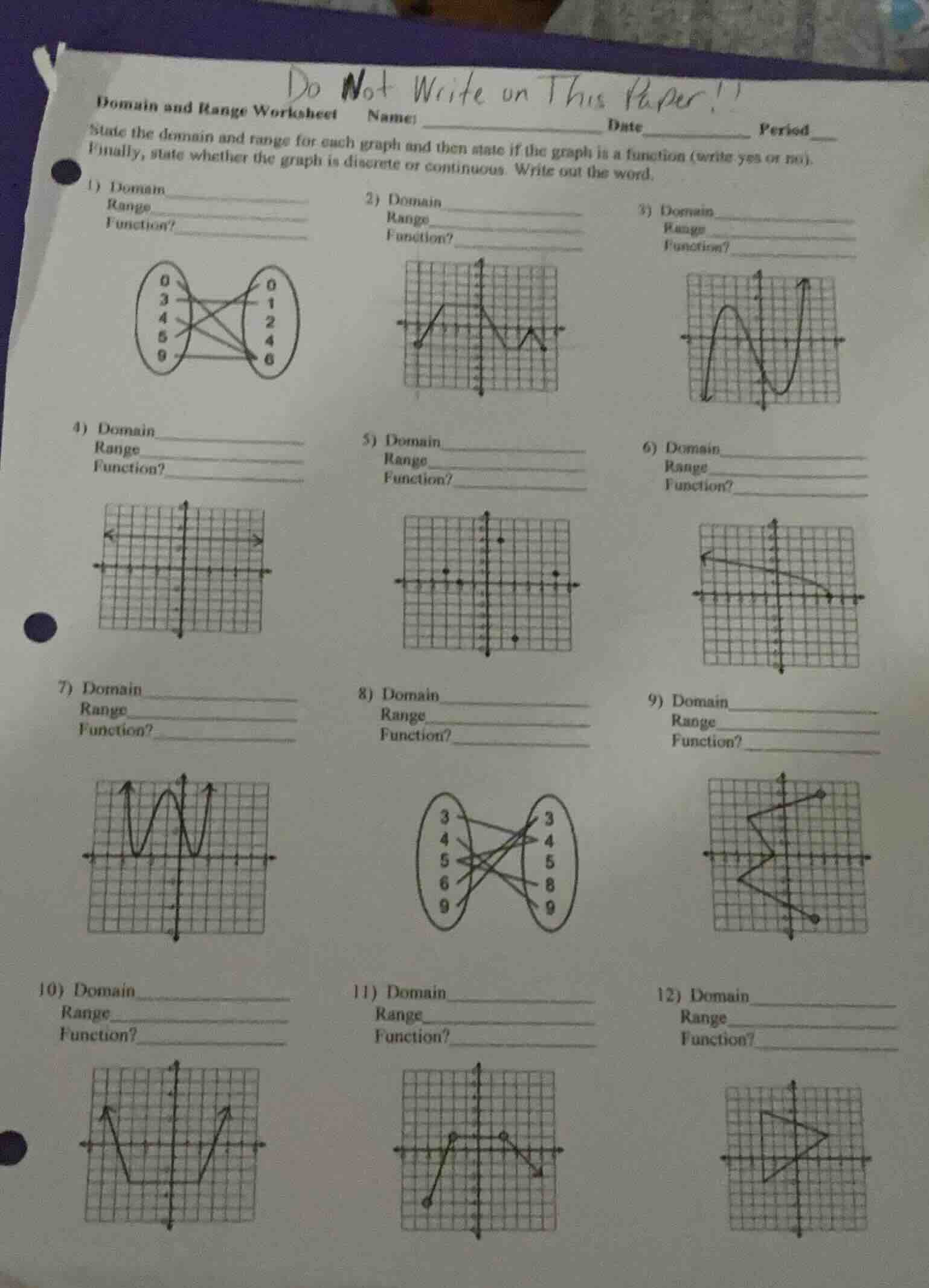 do not write on this paper!!domain and range worksheetname: ___________…