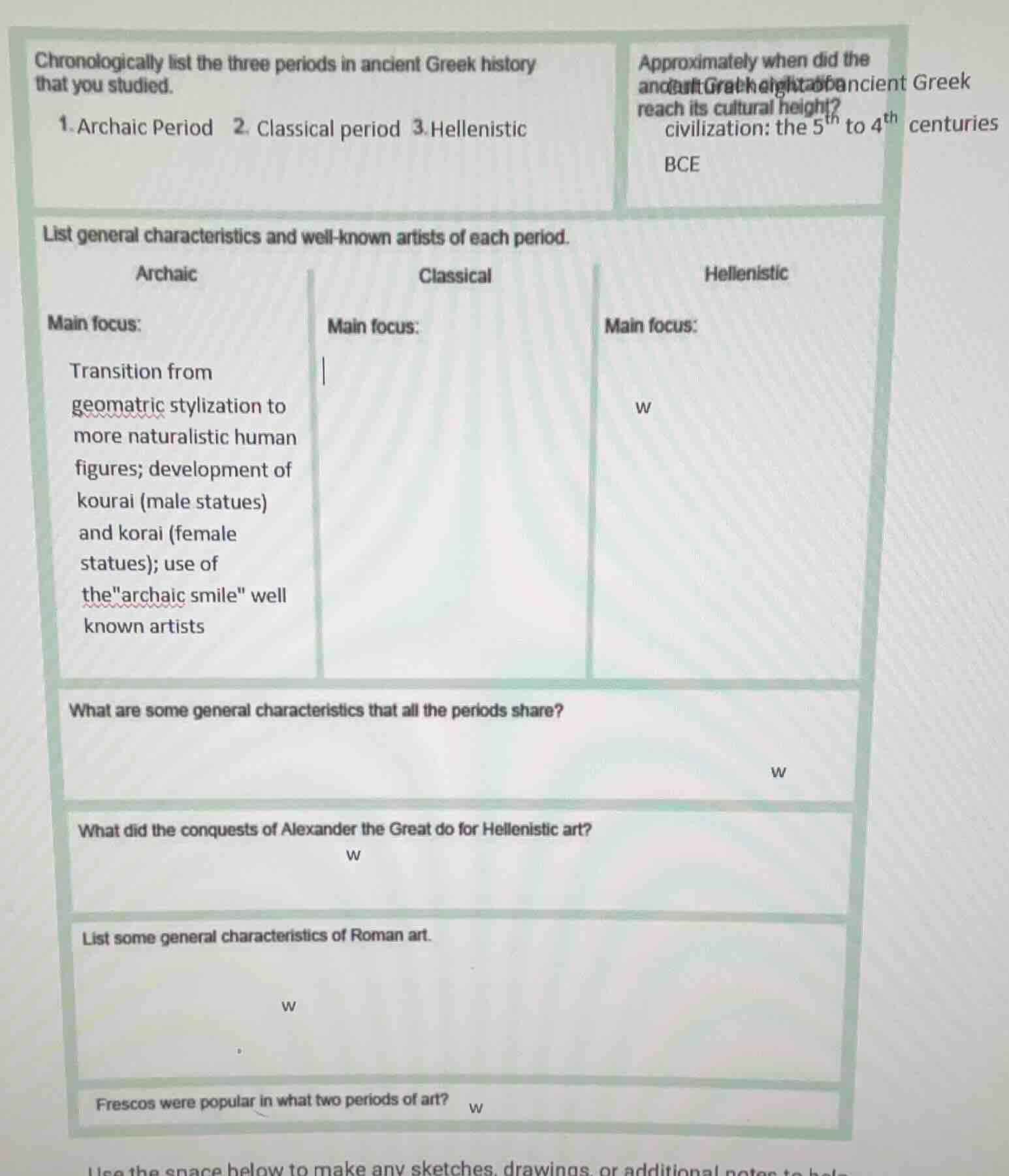 chronologically list the three periods in ancient greek history that yo…