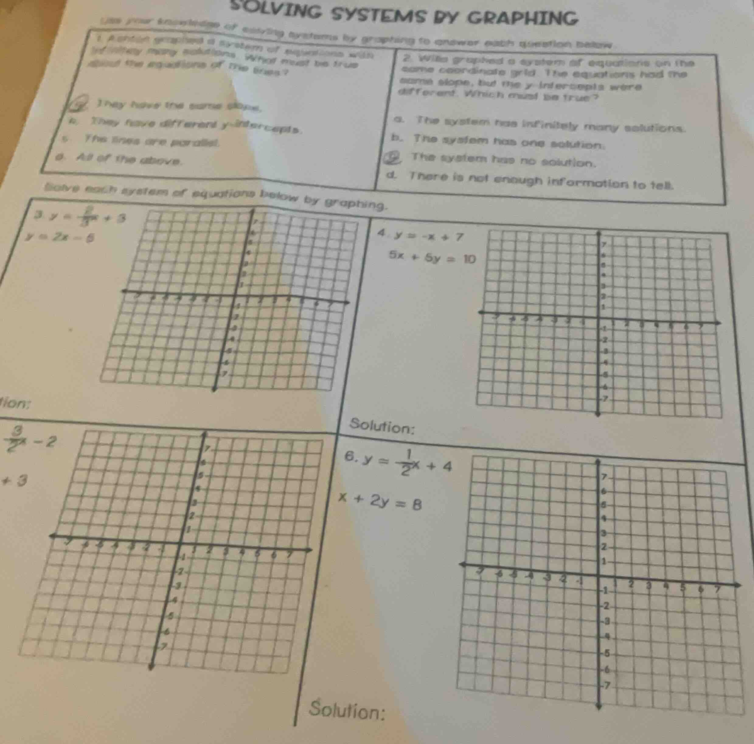 solving systems by graphinguse your knowledge of solving systems by gra…