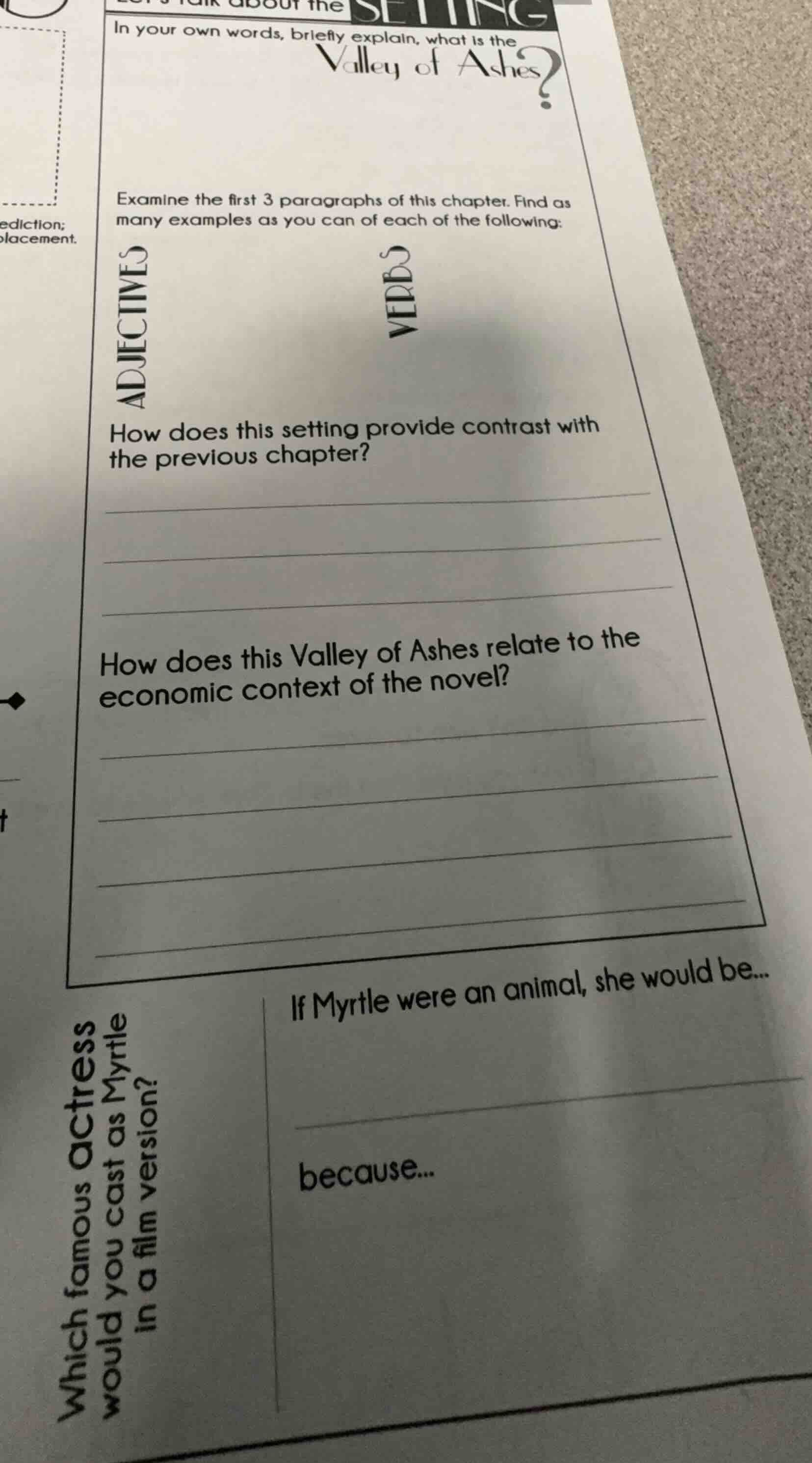 lets talk about the setting in your own words, briefly explain, what is…