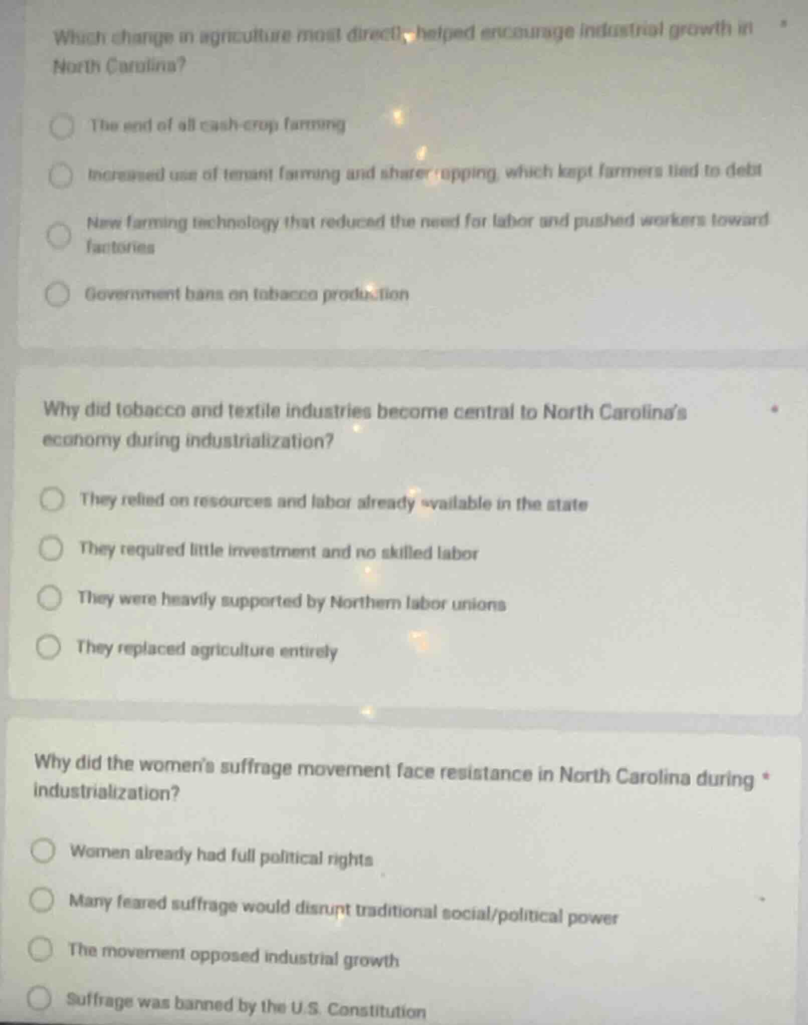 which change in agriculture most directly helped encourage industrial g…