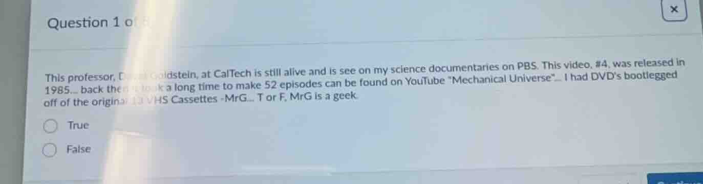 question 1 of 8 this professor, david goldstein, at caltech is still al…