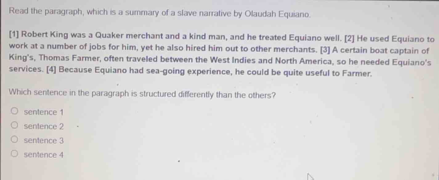 read the paragraph, which is a summary of a slave narrative by olaudah …