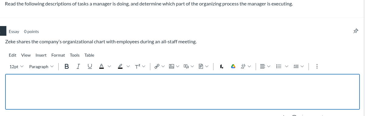 read the following descriptions of tasks a manager is doing, and determ…