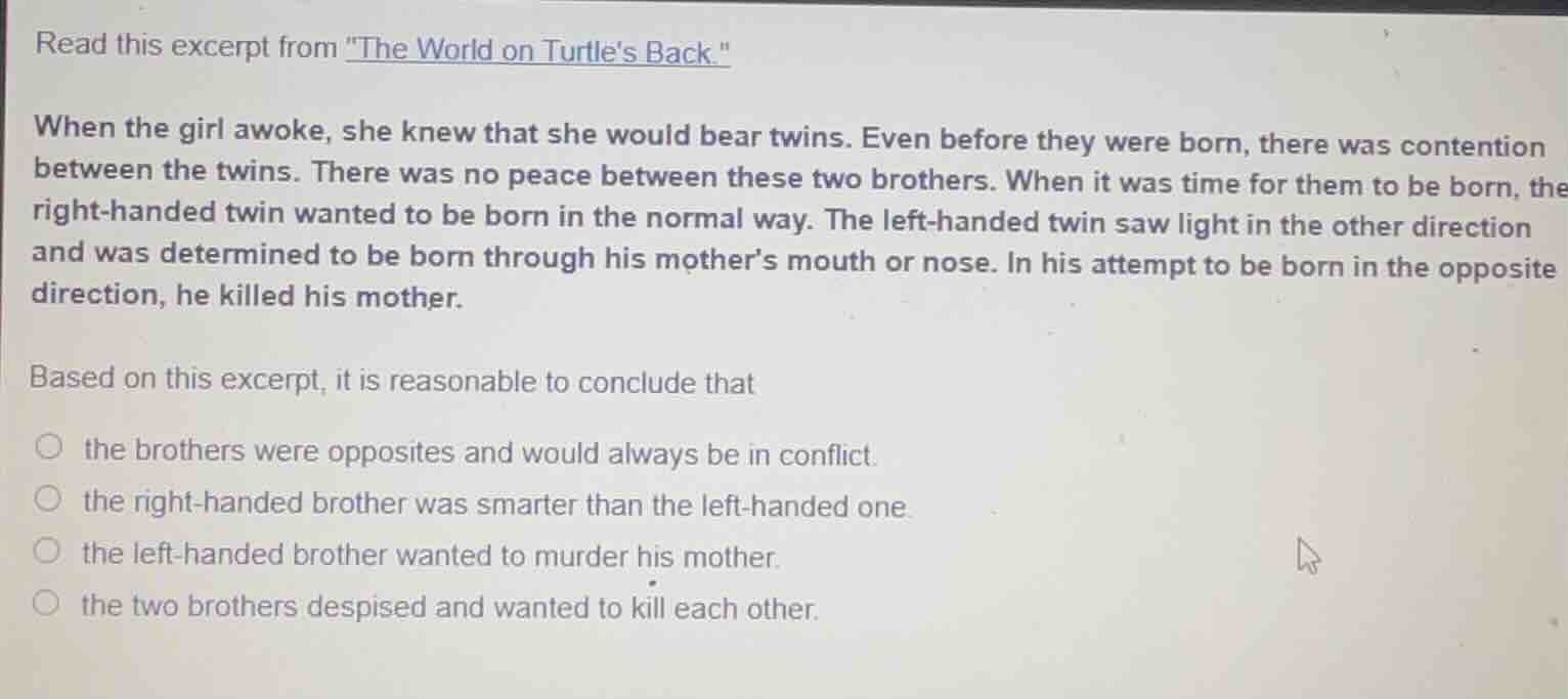 read this excerpt from \the world on turtles back.\ when the girl awoke…