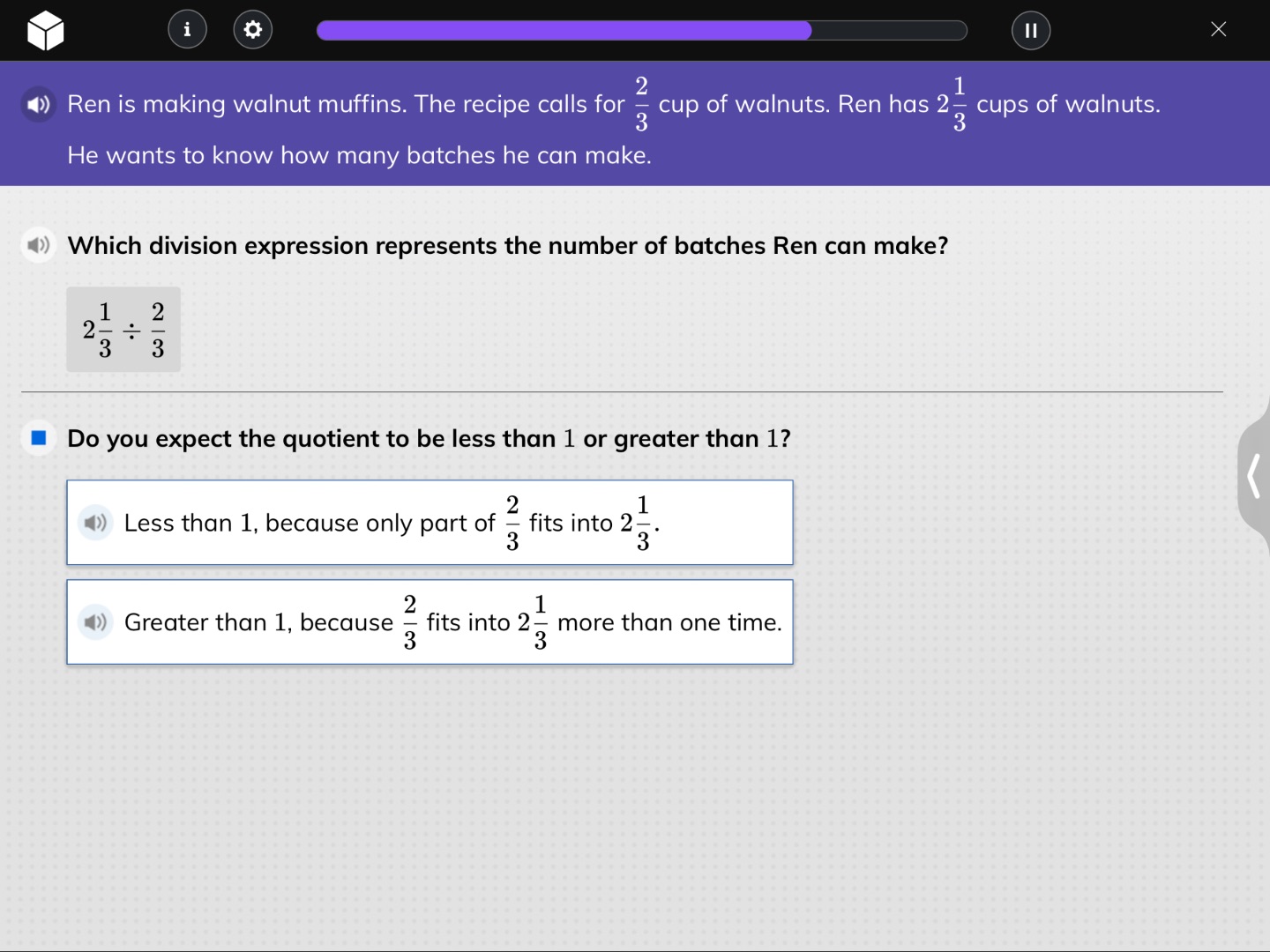 ren is making walnut muffins. the recipe calls for $\frac{2}{3}$ cup of…