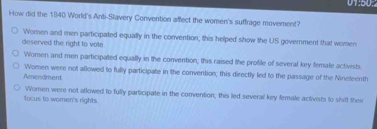 how did the 1840 worlds anti-slavery convention affect the womens suffr…