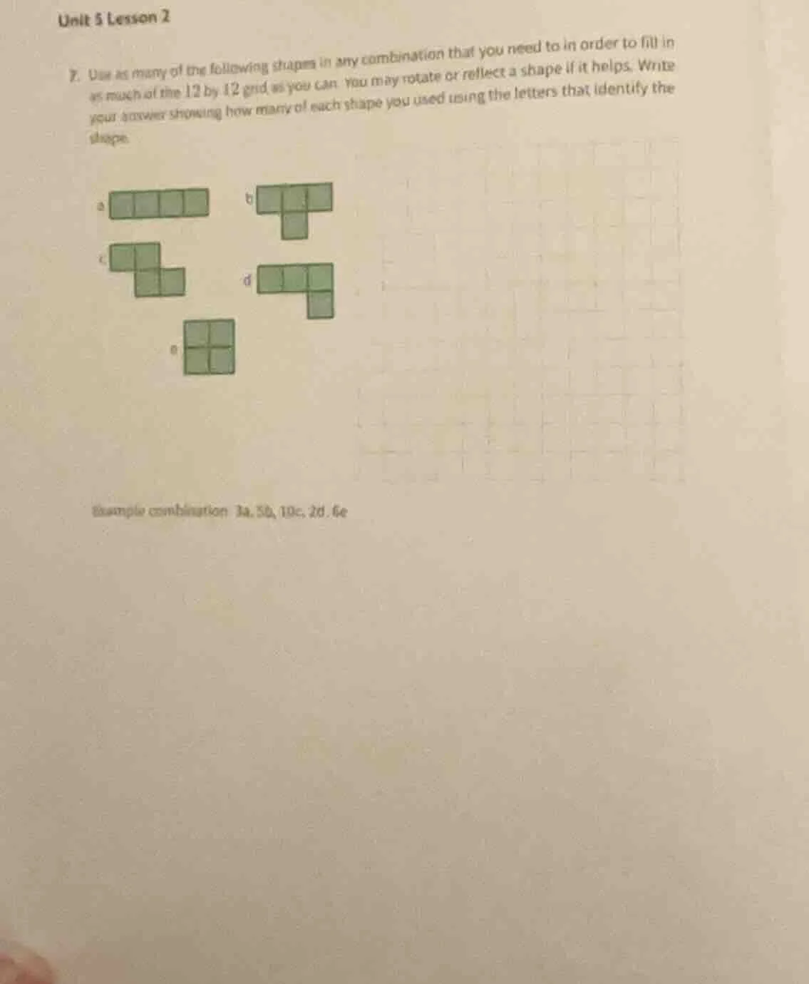 unit 5 lesson 2 7. use as many of the following shapes in any combinati…