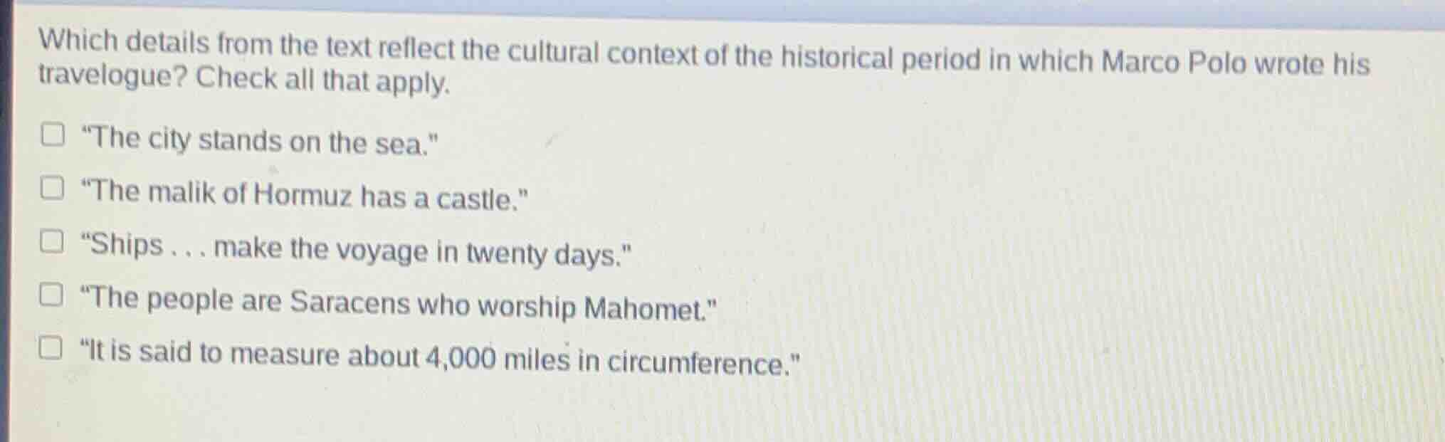 which details from the text reflect the cultural context of the histori…