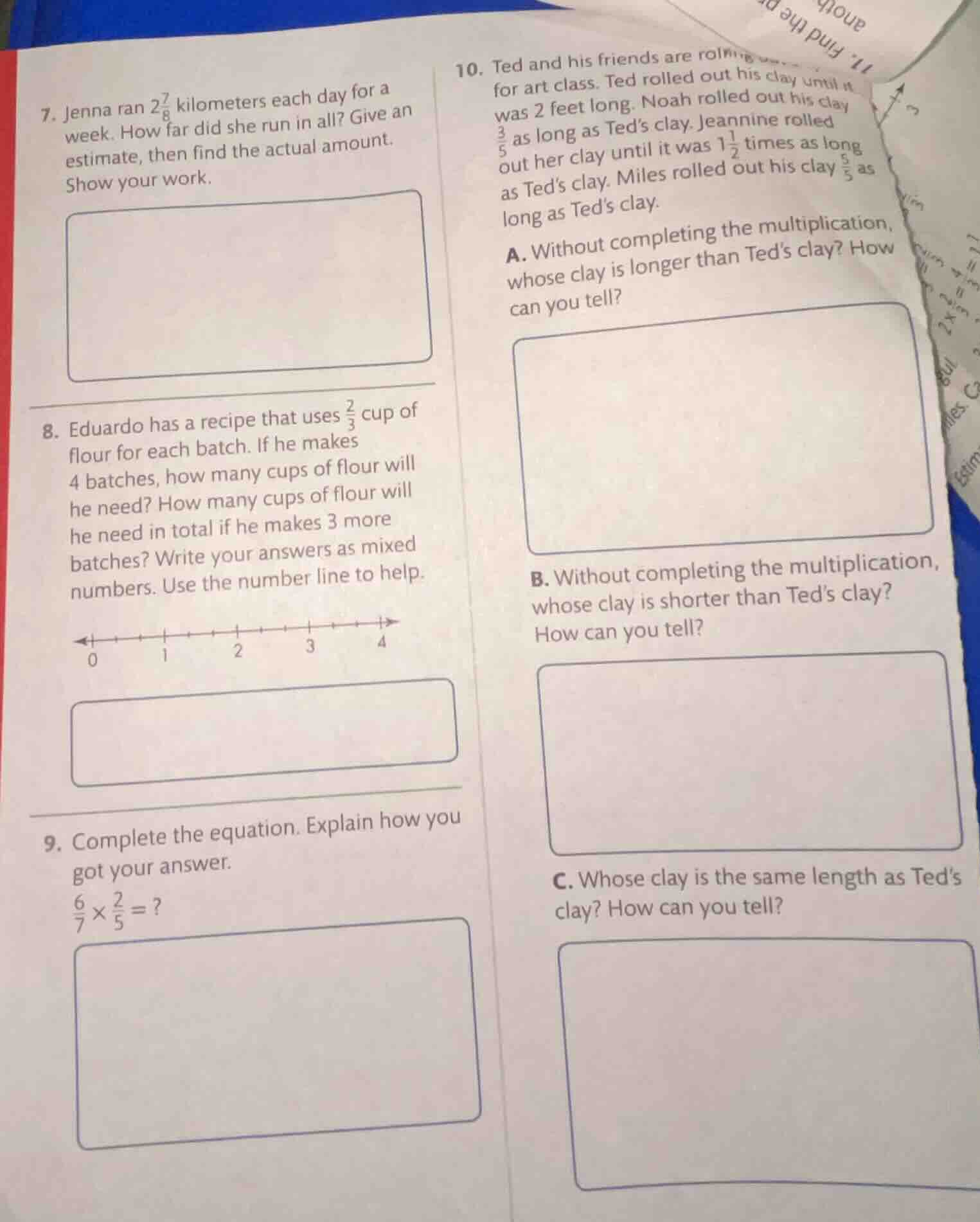 7. jenna ran $2\\frac{7}{8}$ kilometers each day for a week. how far di…