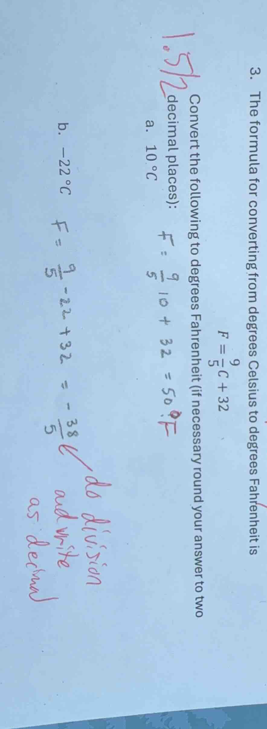 3. the formula for converting from degrees celsius to degrees fahrenhei…