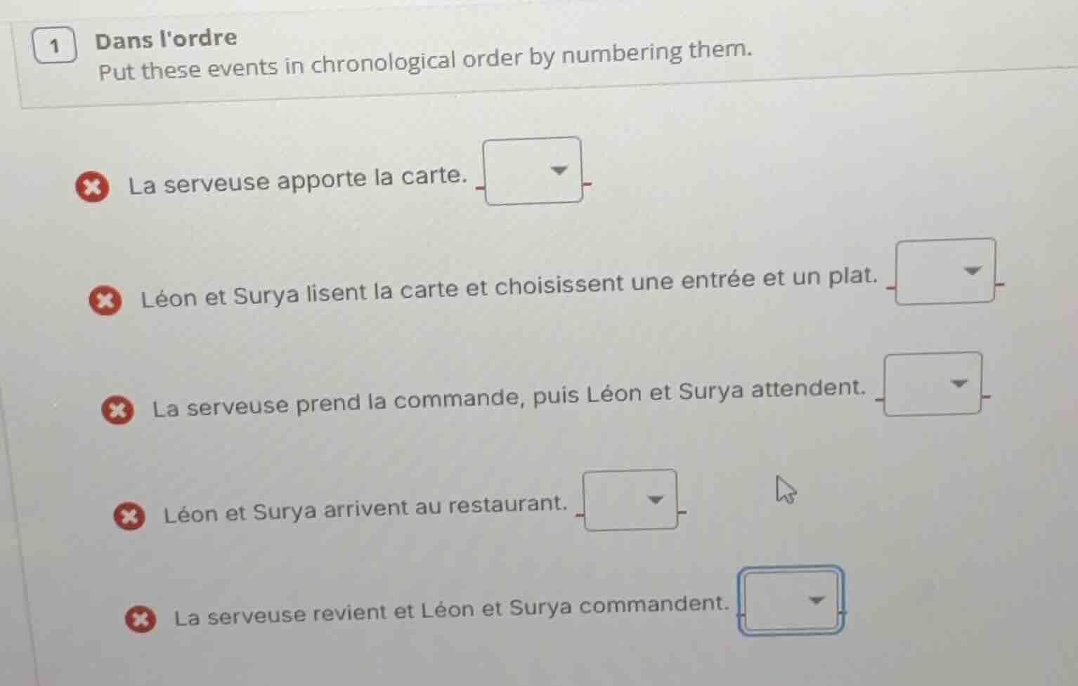 1 dans lordre put these events in chronological order by numbering them…