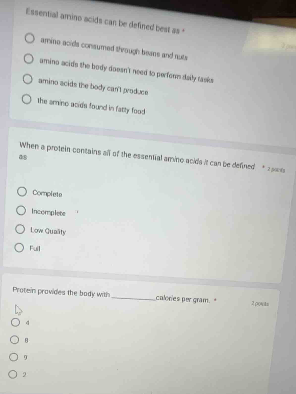 essential amino acids can be defined best as *○ amino acids consumed th…