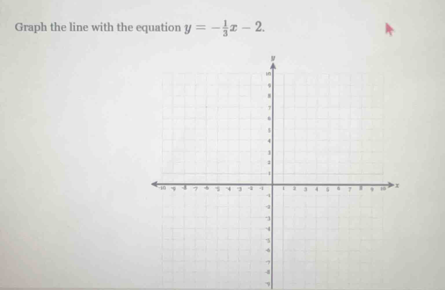 graph the line with the equation $y = -\frac{1}{3}x - 2$.
