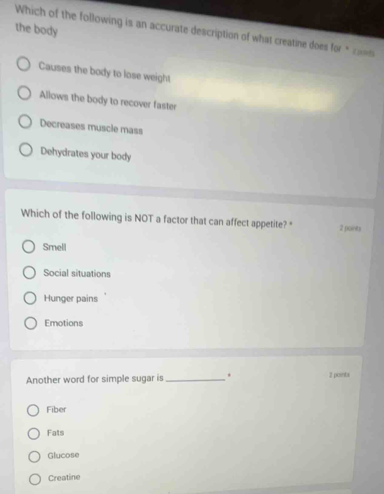 which of the following is an accurate description of what creatine does…