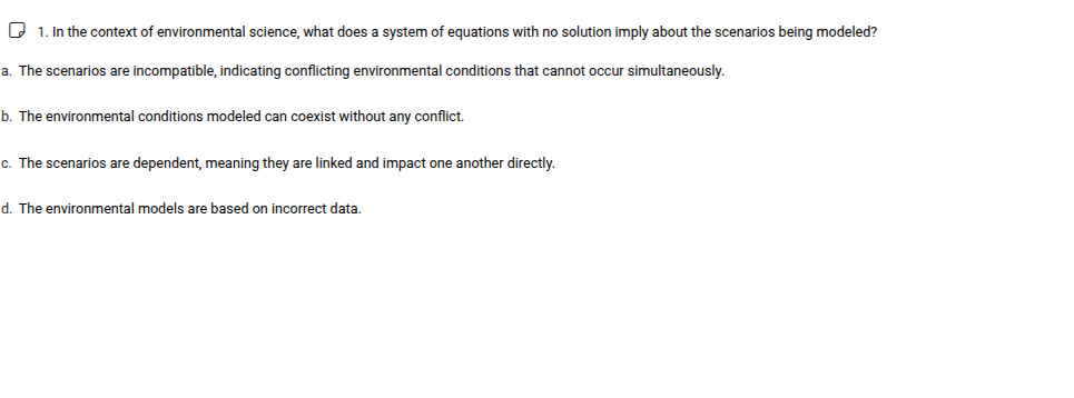 1. in the context of environmental science, what does a system of equat…