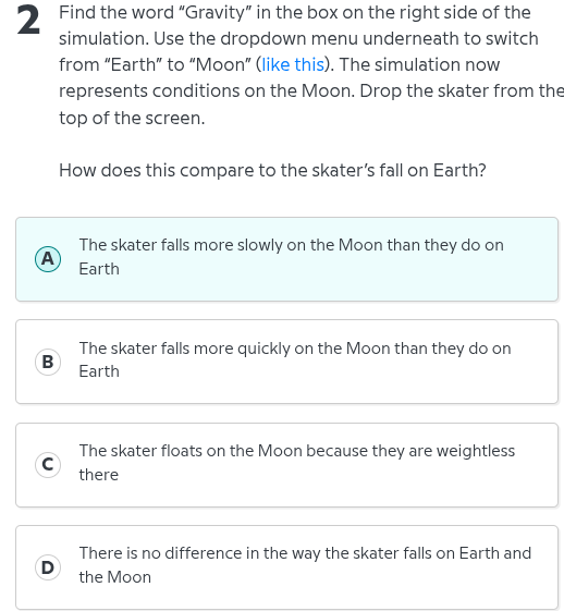 2 find the word \gravity\ in the box on the right side of the simulatio…