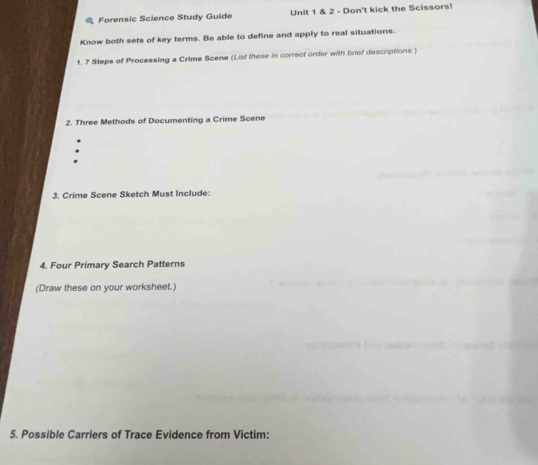 forensic science study guideunit 1 & 2 - dont kick the scissors!know bo…