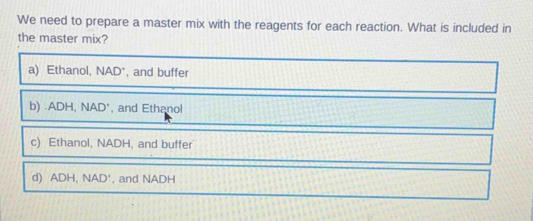 we need to prepare a master mix with the reagents for each reaction. wh…