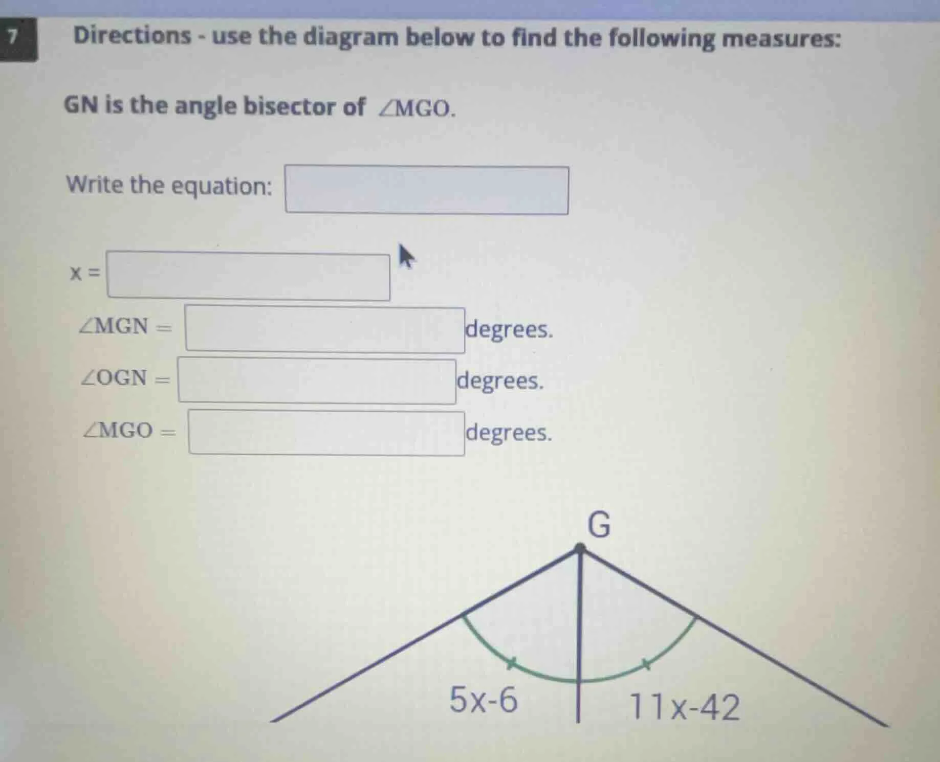 7 directions - use the diagram below to find the following measures: gn…