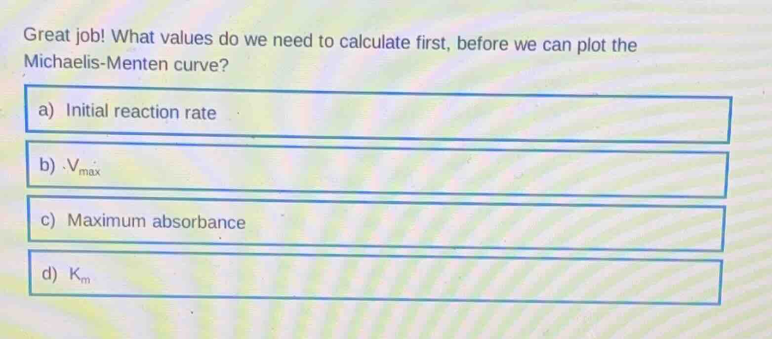 great job! what values do we need to calculate first, before we can plo…
