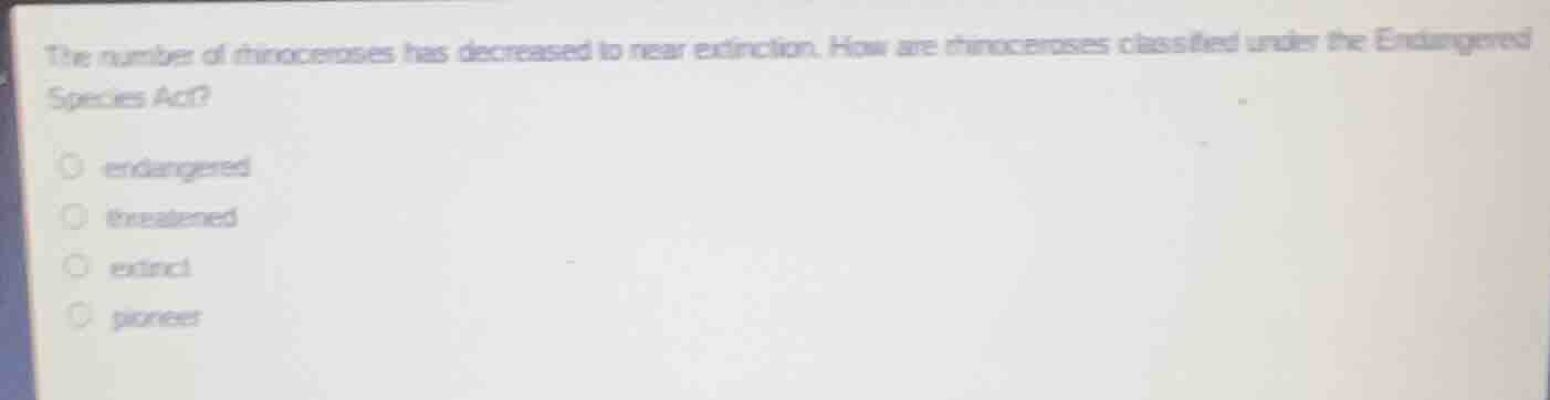 the number of rhinoceroses has decreased to near extinction. how are rh…