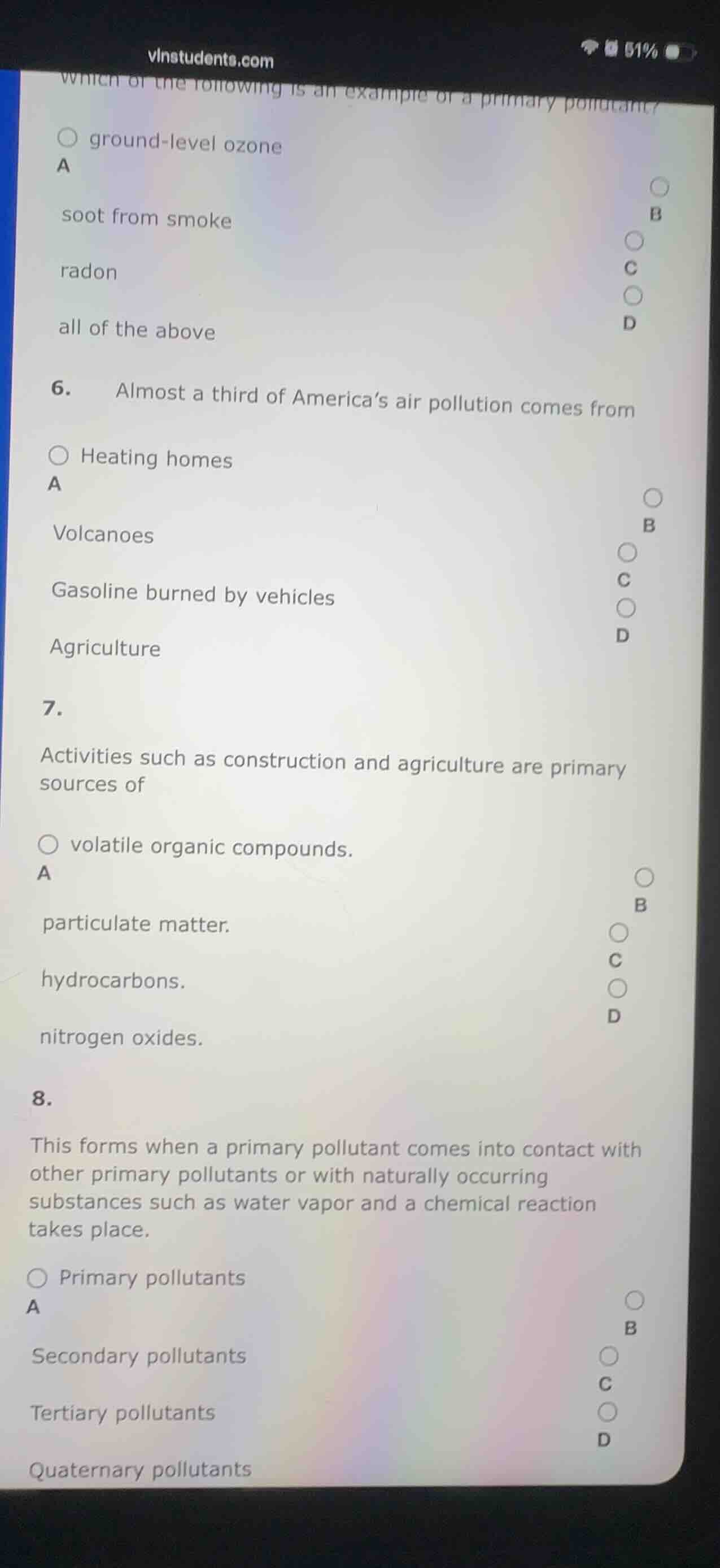 which of the following is an example of a primary pollutant?a ground-le…