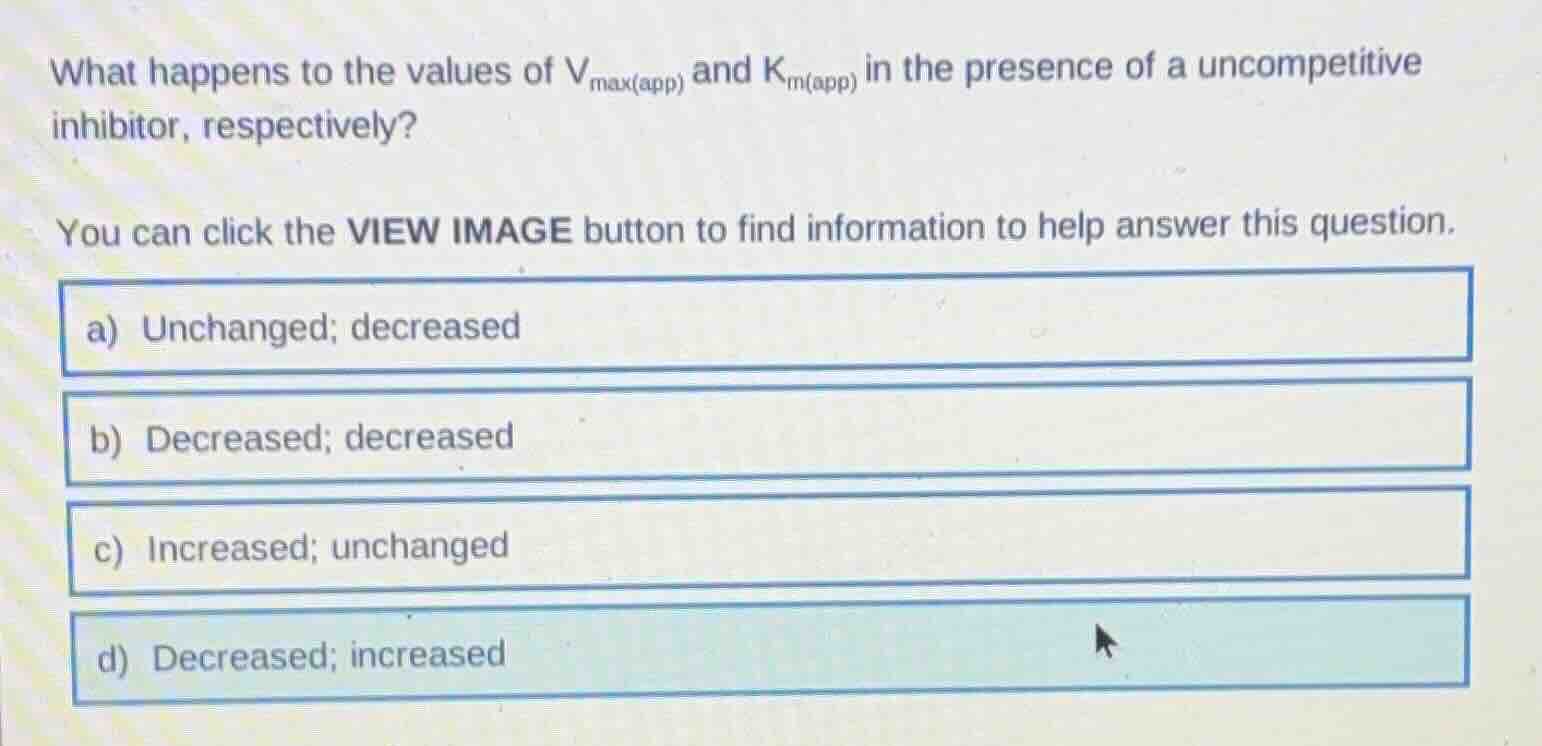 what happens to the values of $v_{max(app)}$ and $k_{m(app)}$ in the pr…