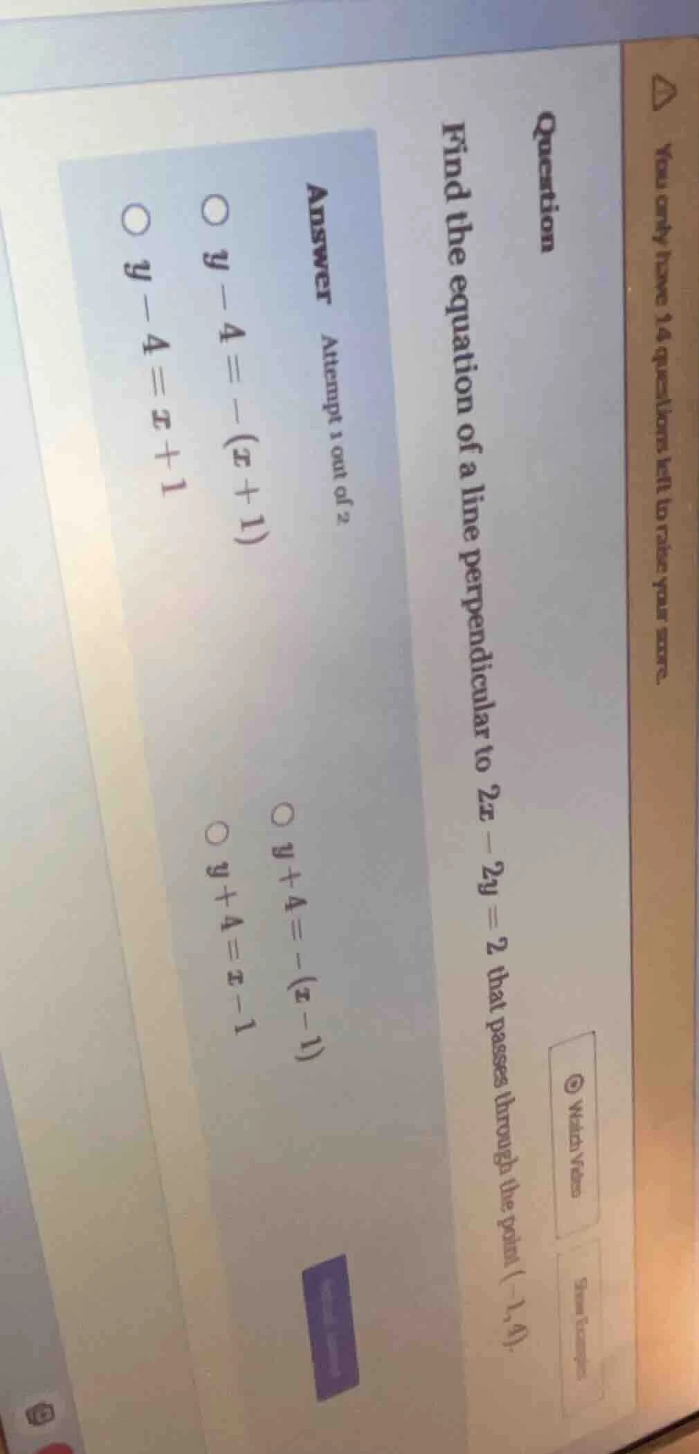 you only have 14 questions left to raise your score. question find the …