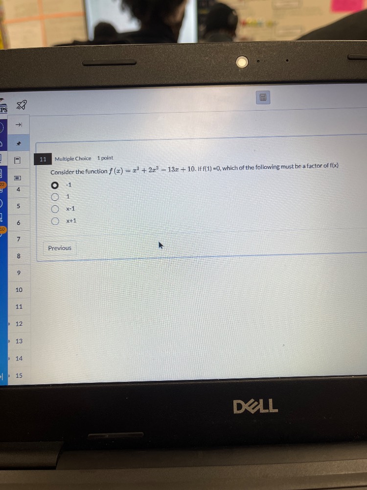 11 multiple choice 1 point consider the function $f(x) = x^3 + 2x^2 - 1…