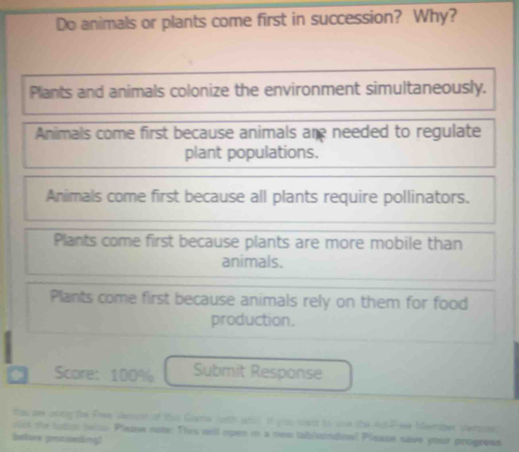 do animals or plants come first in succession? why? plants and animals …