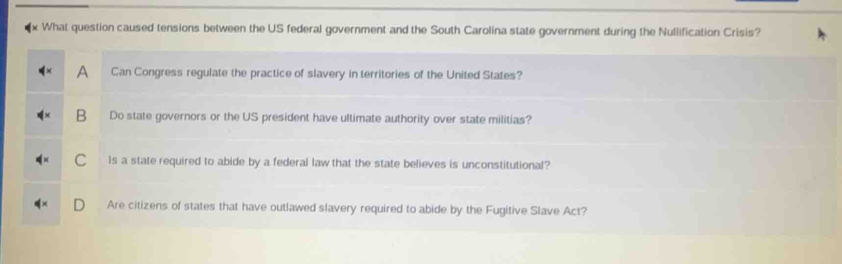 what question caused tensions between the us federal government and the…