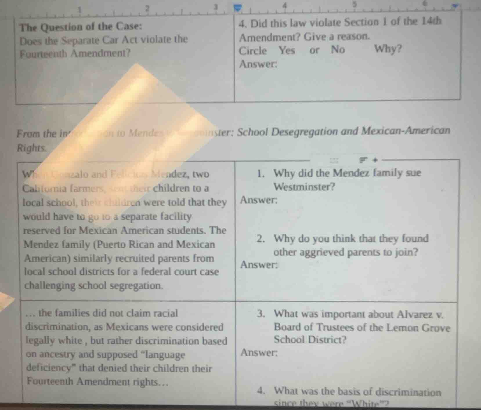 the question of the case: does the separate car act violate the fourtee…