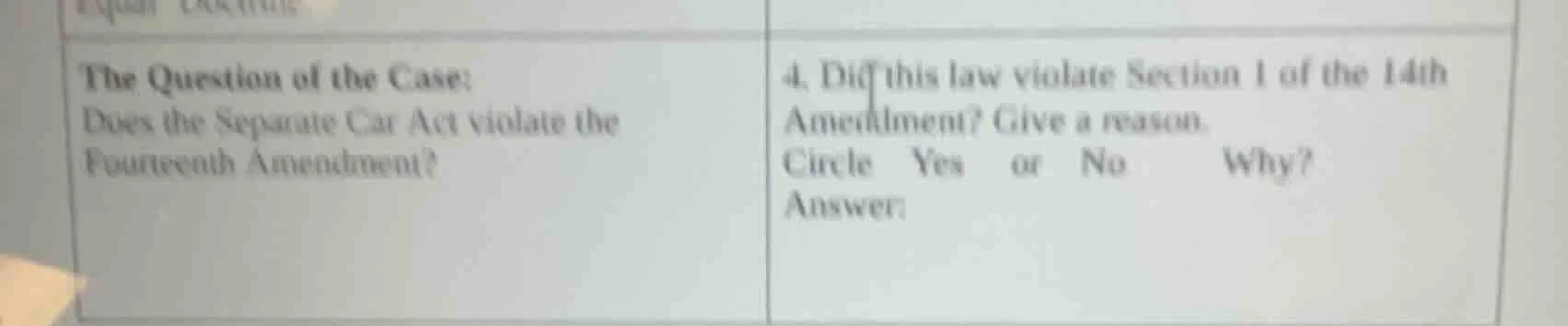 the question of the case: does the separate car act violate the fourtee…
