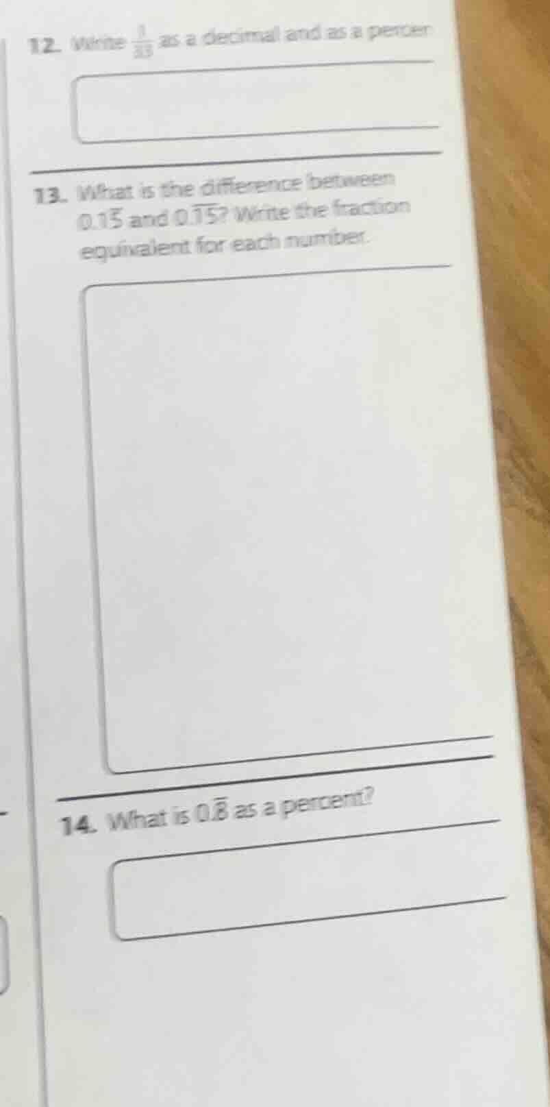 12. write $\frac{1}{13}$ as a decimal and as a percent 13. what is the …