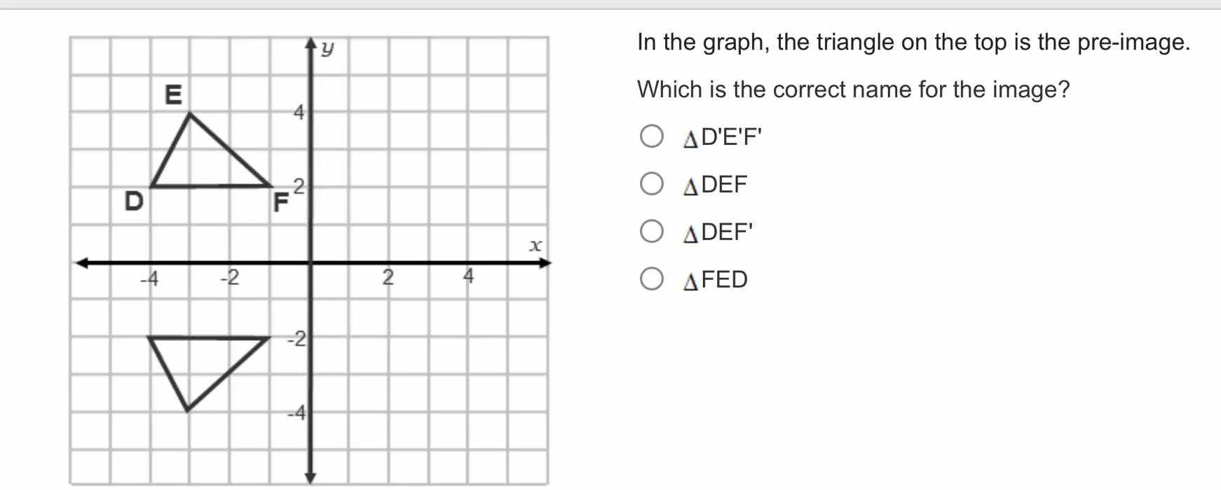 in the graph, the triangle on the top is the pre-image. which is the co…