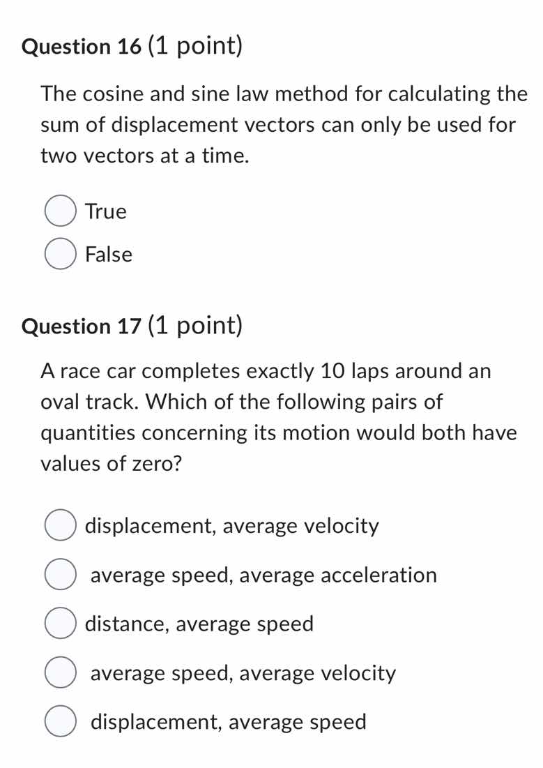 question 16 (1 point) the cosine and sine law method for calculating th…