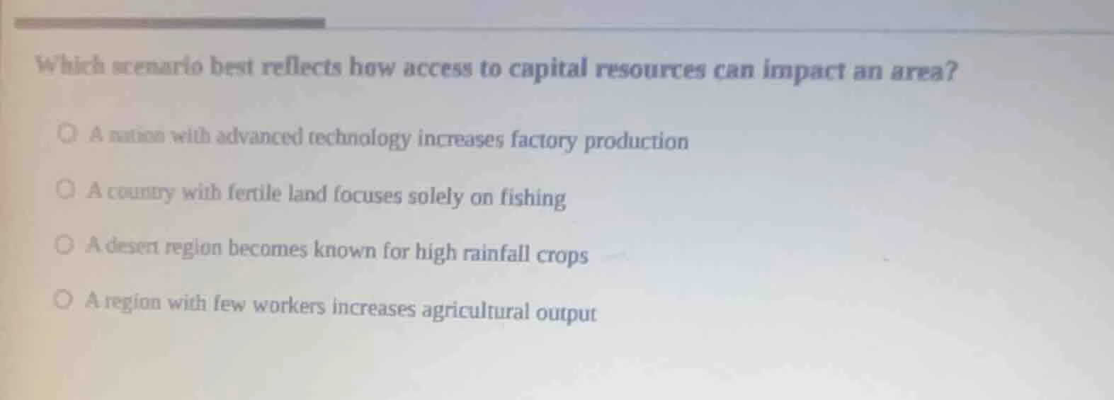 which scenario best reflects how access to capital resources can impact…