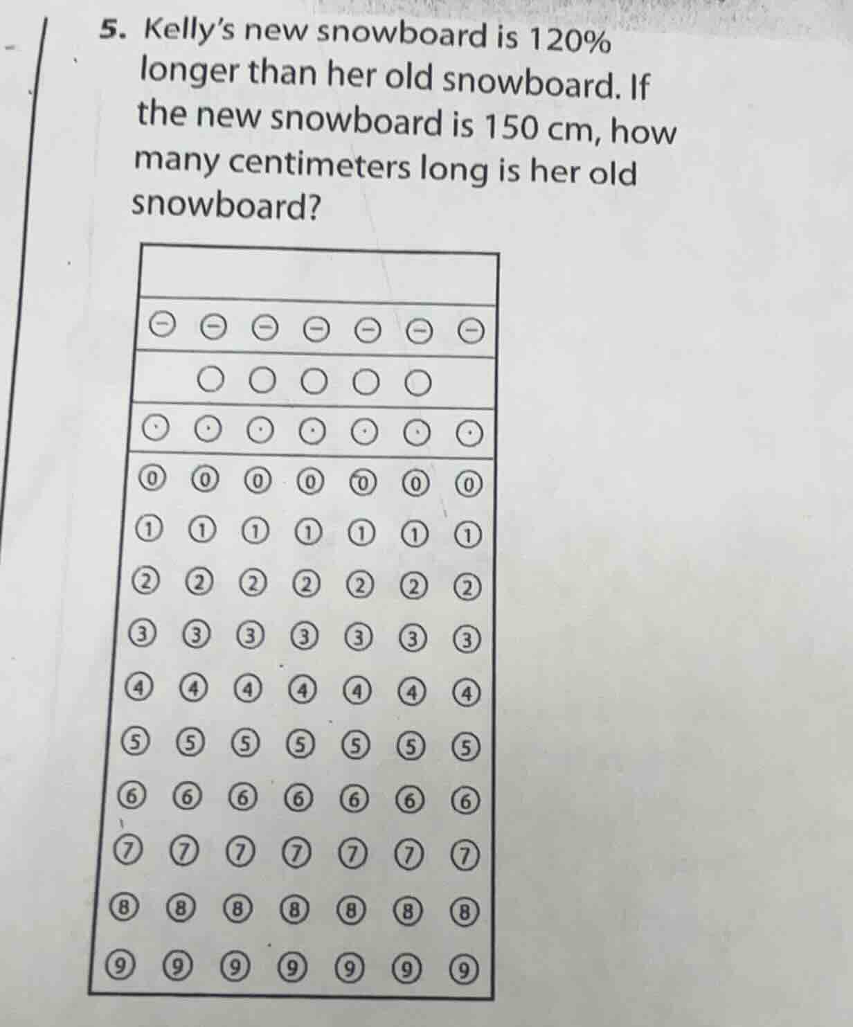 5. kellys new snowboard is 120% longer than her old snowboard. if the n…