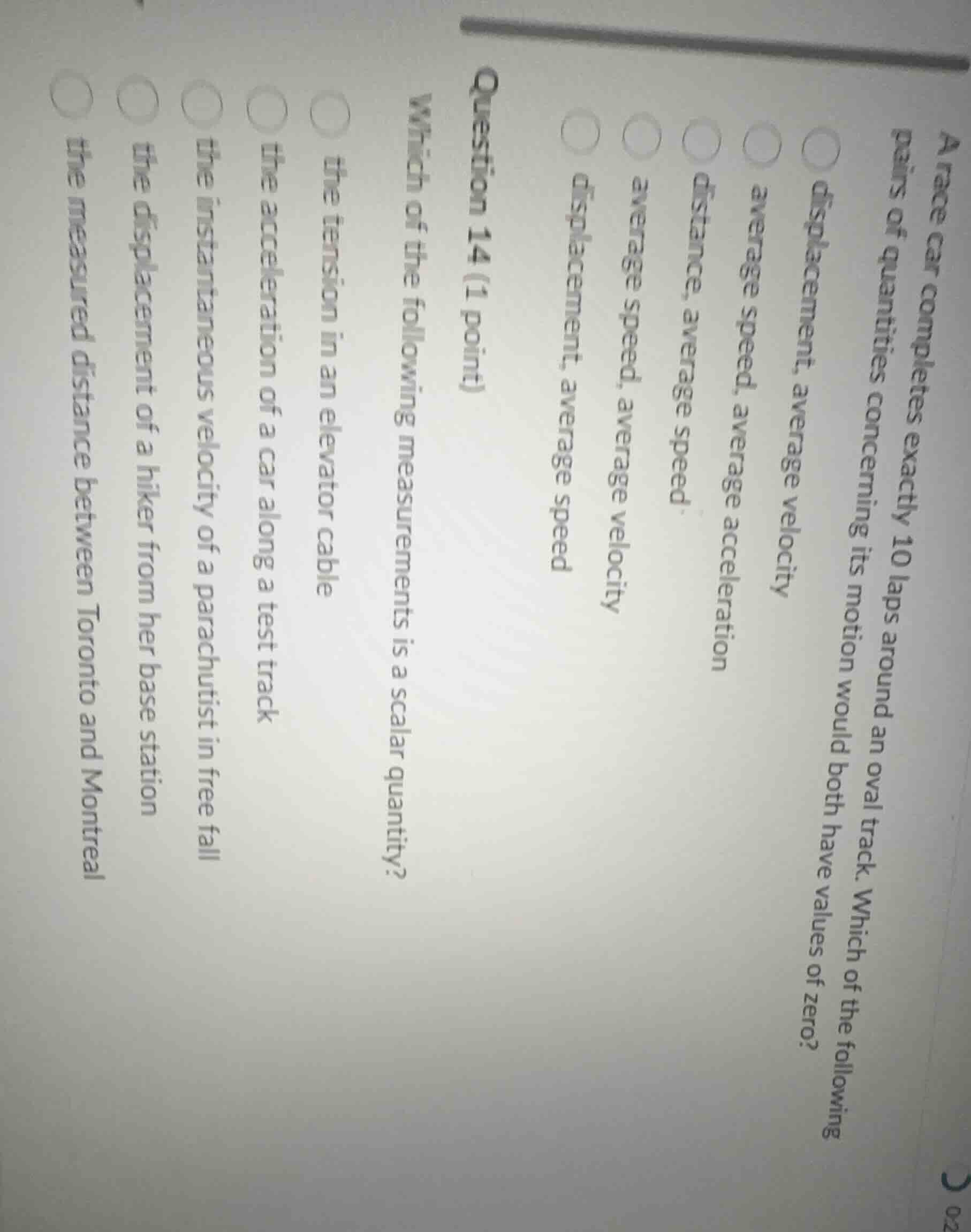 a race car completes exactly 10 laps around an oval track. which of the…