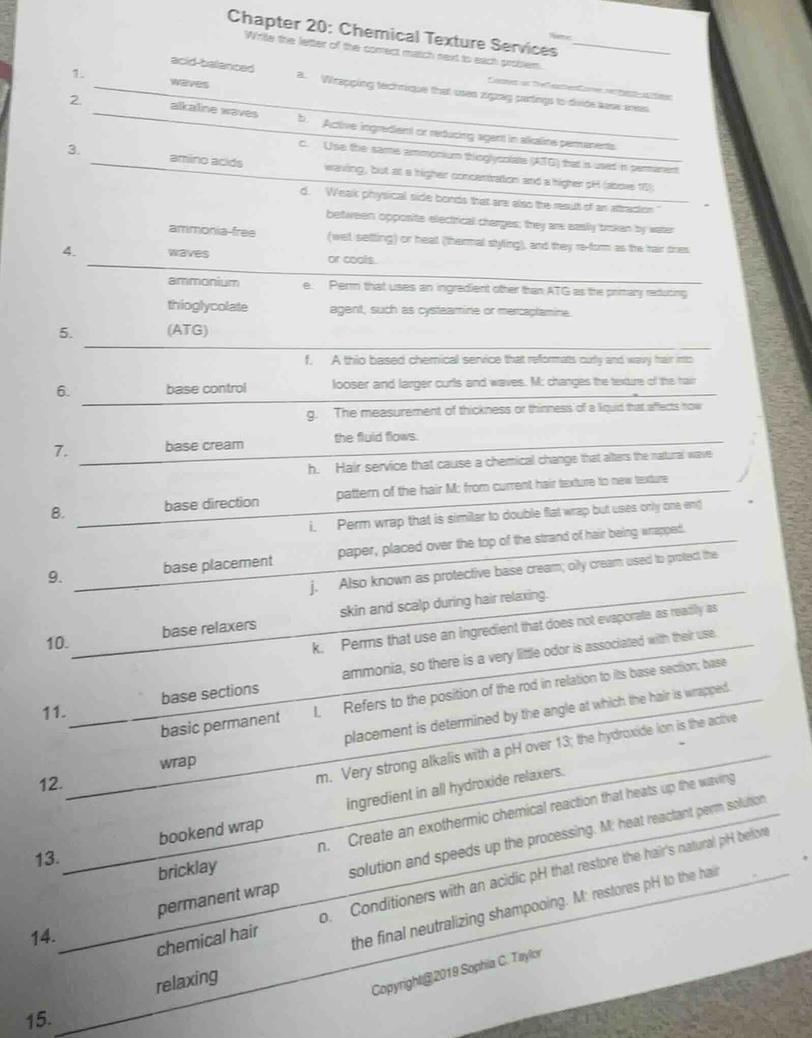 chapter 20: chemical texture services name: _______________ write the l…